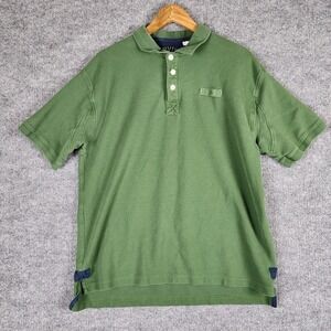 Orvis Polo Shirt Mens Large Green Short Sleeve Cotton Pique Outdoor Casual